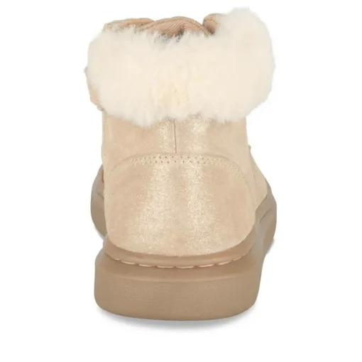 Bottines Fourré OR Fille CUIR Motif Uni Lacets