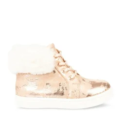 Bottines Fourré ROSE Fille CUIR Motif Uni Lacets