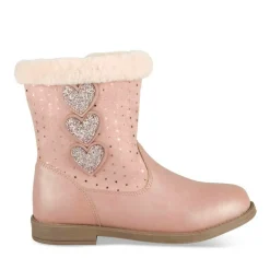 Bottines Fourré ROSE Fille Motif Coeurs Fermeture éclair