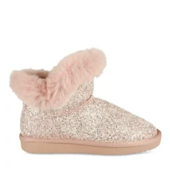 Bottines Fourré ROSE Fille Motif Paillettes A Enfiler