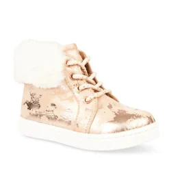 Bottines Fourré ROSE Fille CUIR Motif Uni Lacets