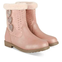 Bottines Fourré ROSE Fille Motif Coeurs Fermeture éclair