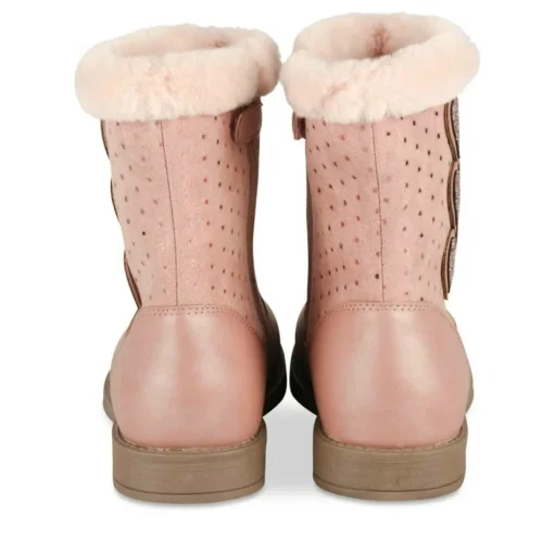 Bottines Fourré ROSE Fille Motif Coeurs Fermeture éclair