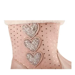Bottines Fourré ROSE Fille Motif Coeurs Fermeture éclair