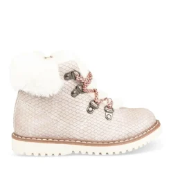 Bottines Fourré TAUPE Fille Motif Uni Lacets