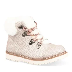 Bottines Fourré TAUPE Fille Motif Uni Lacets