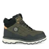 Bottines Fourré VERT Garçon Motif Uni Lacets