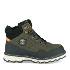 Bottines Fourré VERT Garçon Motif Uni Lacets