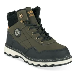 Bottines Fourré VERT Garçon Motif Uni Lacets