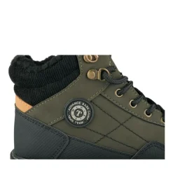Bottines Fourré VERT Garçon Motif Uni Lacets