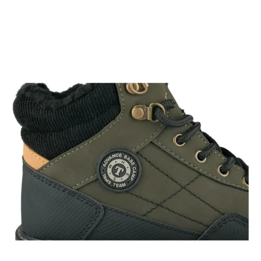 Bottines Fourré VERT Garçon Motif Uni Lacets