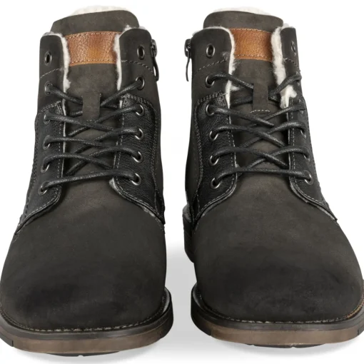 Bottines GRIS Homme Motif Uni Lacets