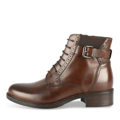 Bottines MARRON Femme CUIR Motif Uni Lacets + Fermeture éclair