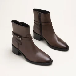 Bottines MARRON Femme CUIR Motif Uni Fermeture éclair