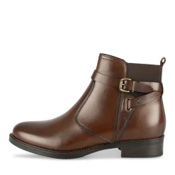 Bottines MARRON Femme CUIR Motif Uni Elastique + Fermeture éclair