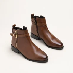 Bottines MARRON Femme CUIR Motif Uni Fermeture éclair