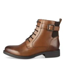 Bottines MARRON Femme CUIR Motif Uni Lacets + Fermeture éclair