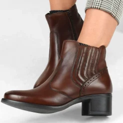 Bottines MARRON Femme CUIR Motif Uni Fermeture éclair