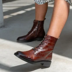 Bottines MARRON Femme CUIR Fermeture éclair