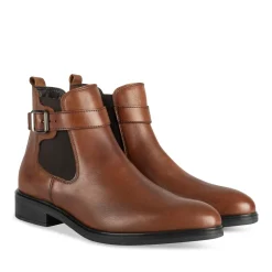 Bottines MARRON Femme CUIR Motif Uni Elastique