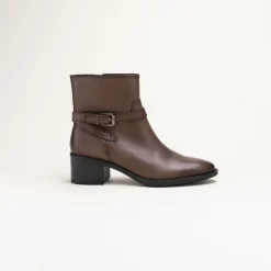 Bottines MARRON Femme CUIR Motif Uni Fermeture éclair