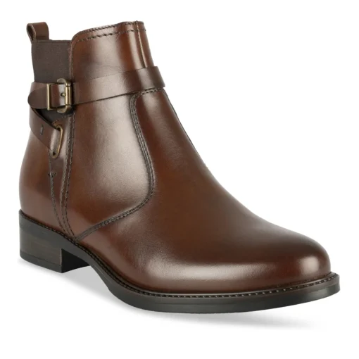 Bottines MARRON Femme CUIR Motif Uni Elastique + Fermeture éclair