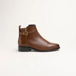 Bottines MARRON Femme CUIR Motif Uni Fermeture éclair