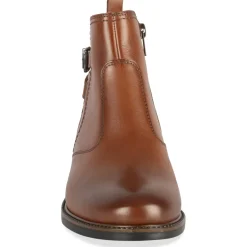 Bottines MARRON Femme CUIR Motif Uni Elastique + Fermeture éclair