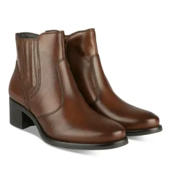 Bottines MARRON Femme CUIR Motif Uni Fermeture éclair