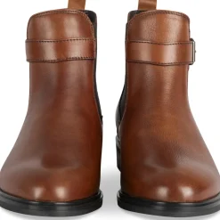 Bottines MARRON Femme CUIR Motif Uni Elastique