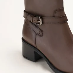 Bottines MARRON Femme CUIR Motif Uni Fermeture éclair