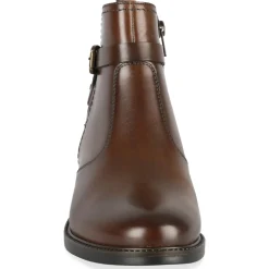 Bottines MARRON Femme CUIR Motif Uni Elastique + Fermeture éclair