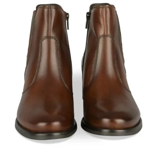 Bottines MARRON Femme CUIR Motif Uni Fermeture éclair