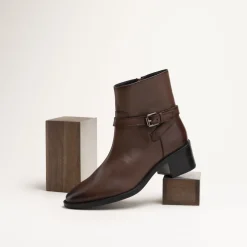 Bottines MARRON Femme CUIR Motif Uni Fermeture éclair