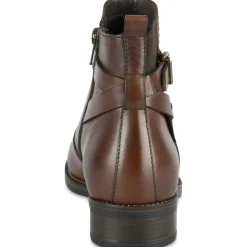 Bottines MARRON Femme CUIR Motif Uni Elastique + Fermeture éclair
