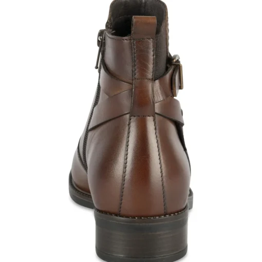 Bottines MARRON Femme CUIR Motif Uni Elastique + Fermeture éclair