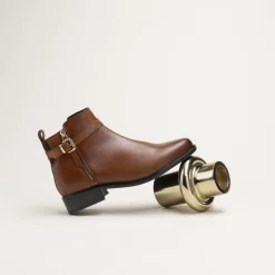Bottines MARRON Femme CUIR Motif Uni Fermeture éclair