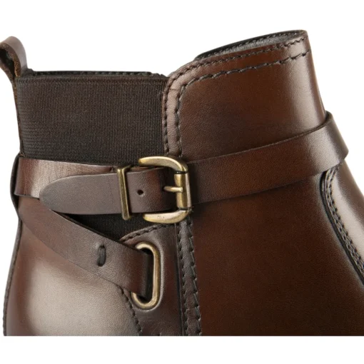 Bottines MARRON Femme CUIR Motif Uni Elastique + Fermeture éclair