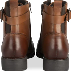 Bottines MARRON Femme CUIR Motif Uni Lacets + Fermeture éclair