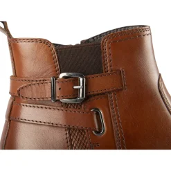 Bottines MARRON Femme CUIR Motif Uni Elastique + Fermeture éclair