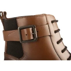 Bottines MARRON Femme CUIR Motif Uni Lacets + Fermeture éclair