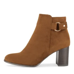 Bottines MARRON Femme Motif Uni Fermeture éclair