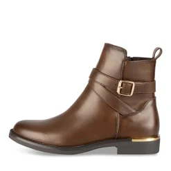 Bottines MARRON Femme Motif Uni Fermeture éclair