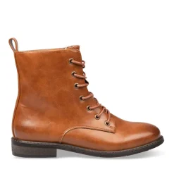 Bottines MARRON Femme Motif Uni Lacets