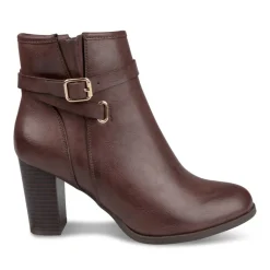 Bottines MARRON Femme Motif Uni Fermeture éclair