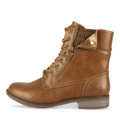 Bottines MARRON Femme Motif Uni Lacets