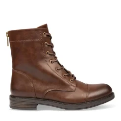 Bottines MARRON Femme Motif Uni Lacets