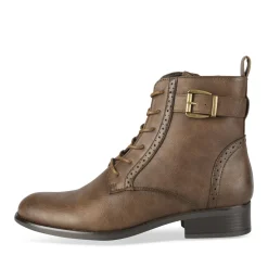 Bottines MARRON Femme Motif Uni Lacets