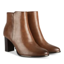 Bottines MARRON Femme Motif Uni Fermeture éclair