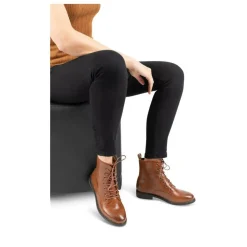 Bottines MARRON Femme Motif Uni Lacets